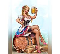 Barrel Pin Up Girl Wheat Beer Metal Sign Wall Decor Vintage Tin Sign for Home Bar Coffee 12"x8"