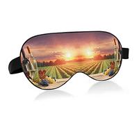 Barrel Red White Wine Grapes Glasses Bottle in Vineyard Eye Masks Cover Blocks Light Sleep Mask Shade Cover Blindfold Relaxing Eyeshade Cover with Adjustable Head Strap for Men Women Kids