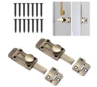 Barrel Slide Door Bolts 3 Inch Brass Door Bolt Internal Antique Zinc Alloy Latch with 7 Pack Screws Gate Security Lock Latch Surface Mounted Sliding Door Lock Flat Slide Door Barrel Bolt 2 Set
