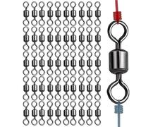 Barrel Swivels | 50 Heavy Duty Saltwater Swivels | Ring Shaped Eight Connectors Clip Hooks for Catfish Offshore Sea Trout & Water