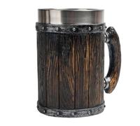 Barrels Shape Drinking Cup Stainless Steel Lined Resin Mug with Handle Drinkware for Cocktails Large Capacity Innovation Cup
