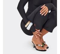 Barrett Gem Thong Strap Heeled Mule In Black Faux Suede, Women's Size UK 4