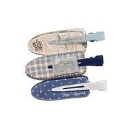 Barrettes Clip Blue Plaids White Bird Design Side Clip, A | With White Doves Design Without Traces for Girls Women and Teens Ideal for Daily Use Side Clip Students