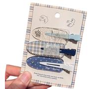 Barrettes Hairpins in Blue Plaids White Doves Side Clip, A | White Pigeons Pattern with Blue Check and White Bird Design for Students and Teens for Women Without Traces Daily