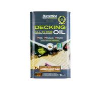 Barrettine Decking Oil (Light Oak, 5L) - UV & Fade Resistant All-in-One Outdoor Decking Treatment, Water Repellent Deck Oil for Exterior Timber & Structures