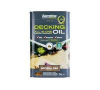 Barrettine Decking Oil (Natural Oak, 5L) - UV & Fade Resistant All-in-One Outdoor Decking Treatment, Water Repellent Deck Oil for Exterior Timber & Structures