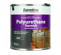 Barrettine Polyurethane Varnish (Satin, 1L) - Highly Durable Polyurethane Wood Varnish with Clear Gloss Finish for Internal Doors & Joinery, Kitchen Furniture & Worktops