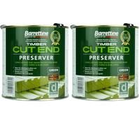 Barrettine Timber & Decking Green Cut End Wood Preserver (1L) - Long Lasting End Grain Protection from Rot, Fungi & Blue Stain, Deep Penetrating with a Water Repellent Finish (Pack of 2)