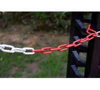 Barrier Chain Red/White 15 m, Steel Links Diameter 5 mm Round Steel Chain Warning Chain Construction Site Safety Chain (15 Metres)