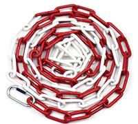 Barrier Chain Red/White 15 m, Steel Links Diameter 5 mm Round Steel Chain Warning Chain Construction Site Safety Chain (15 Metres)