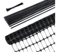 Barrier Fencing Mesh Garden Fence 1m x 30m with 25 Pack Fencing Pins, Ohuhu Heavy Duty Plastic Fencing Animals Barrier Set Reusable Temporary Mesh Fence for Pets, Poultry, Construction Site, Black