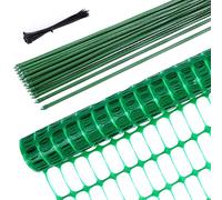 Barrier Fencing Mesh Garden Fence 1m x 30m with 25 Pack Fencing Pins, Ohuhu Heavy Duty Plastic Fencing Animals Barrier Set Reusable Temporary Mesh Fence for Pets, Poultry, Construction Site, Green