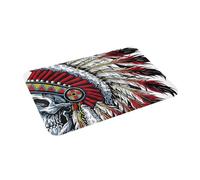 Barrier Mat Chief Indiana Skull Tribal Headdre For Lovers Indigenous Soft Shower Mat Stylish Kitchen Carpet For Laundry Patios Bathroom 60X40Cm