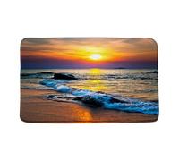 Barrier Mat Ocean Beach Sunset Tropical Orange Sky Sunrise Coastal Sea Waves Flannel Mat Print Low Profile Entrance Mats For Outdoor Frontdoor 40X60Cm