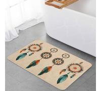 Barrier Mats 40X60Cm, Geometric Feathers Retro Abstract Aesthetics Farmhouse Welcome Mat Hardwearing Carpet For Garden Hall Office