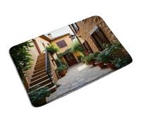 Barrier Mats Italian European Tuscany City Town Scene Architecture Greece Italy, Heavy Duty Bath Mat Soft Rug Mats 40X60Cm For Kitchen Indoor Garden