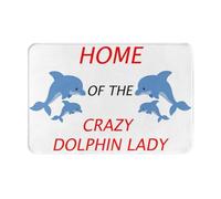 Barrier Mats Multipurpose Welcome Mat Home Of The Crazy Dolphin Lady Soft Rug Mats For Kitchen Office Entryway 40X60Cm