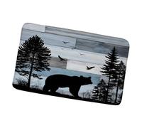Barrier Mats Rustic Forest Bear Cabin Wild Animal Hunting Camping Barn Wood Board, Soft Welcome Mat Absorbent Rug Mats 40X60Cm For Home Bathroom Garden