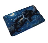 Barrier Mats Starry Sky Terrible Leopard Lay On The Branch Forest Halloween, Decorative Welcome Mat Washable Entrance Carpet 40X60Cm For Home Garden Indoor