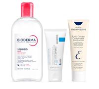 Barrier Repair Set for Sensitive Skin - Micellar Cleansing Water 500ml, Cica Soothing Balm B5 40ml & Milk-Cream Moisturiser 75ml, Redness & Irritation Rescue - GloZiri Curated Bundle of 3