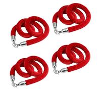 Barrier Rope, 4pcs Red Velvet Stanchion Ropes, Long Nylon Rope For Hotel Carpet, Crowd Control Queue Barrier Rope