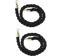 Barrier Rope Twisted Post Ropes Black Twisted Hemp Braided Barrier Rope With Stainless Steel Hooks 1.5-5m(2 Pack,2M/6.5Ft)