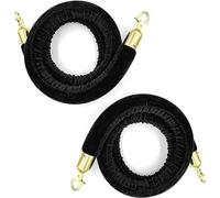 Barrier Rope with Polished Hooks, 2 Pieces, Barrier Rope for Events/Schools/Nurseries/Cinemas, Thickness 32mm/Black/210cm/7ft