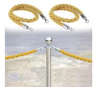 Barrier Ropes, 2 Pcs Stanchion Rope Yellow Braided Hemp Ropes, Crowd Control Twisted 5ft 7ft 8ft 10ft, 3.2cm Thick Barrier - VIP Queue Line Divider