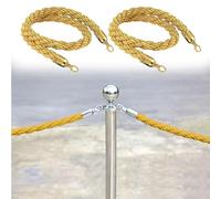Barrier Ropes, 2 Pcs Stanchion Rope Yellow Braided Hemp Ropes, Crowd Control Twisted 5ft 7ft 8ft 10ft, 3.2cm Thick Barrier - VIP Queue Line Divider