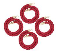 Barrier Ropes, 4 Pcs Red Hemp Stanchion Rope 5ft 6ft 8ft 10ft, Crowd Control Braided Twisted Ropes Gold Hook, VIP Barrier