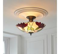 barrigada tiffany glass semi-flush ceiling light in satin black