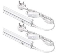 Barrina T5 60cm LED Under Cupboard Kitchen Lights 9W 800lm, 4000K, 2 Packs | Cool White, Linkable Wardrobe Light Bar,Light Strip with Bulit-in On/Off Switch, Plug and Play