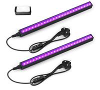 Barrina T5 Black Light, Linkable UV LED Lights UK Plug with On/Off Switch, 10W 1ft, Magnetic, Portable Aluminium Blacklight for Fluorescent Poster Glow Party Paint, Halloween Decor, 2 Packs