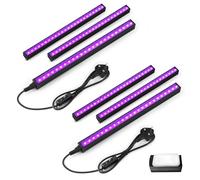 Barrina T5 UV Black Light, Linkable UV LED Lights UK Plug with On/Off Switch, 10W 1ft, Magnetic, Portable Aluminium Blacklight for Fluorescent Poster Glow Party Paint, Halloween Decor, 6 Packs