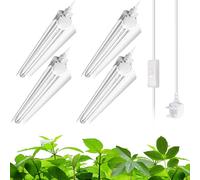 Barrina T8 LED Grow Light for Indoor Plants, 2FT 5000K White Plant Lights with ON/Off Switch, Full Spectrum Grow Light Strip, 96W(4 x 24W), Greenhouse, Linkable Design, 4 Pack