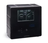 BARRINGTON 12 Watch Winder Safe - Steel and Bulletproof Glass Black Leatherette Cover Watch Organizer with Programmable Rotors and Fingerprint Sensor