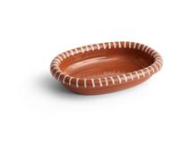 HAY Barro oval serving plate Natural with stripes, small 20x27,5 cm