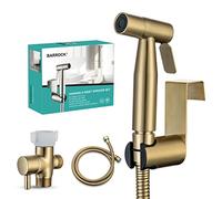 BARROCK Handheld Bidet Sprayer for Toilet, Stainless Steel Metal Made Baby Cloth Diaper Spraying Kit, Bathroom Toilet Bidet Attachment Set for Bathing Pets and Feminine Hygiene, Brushed Brass Gold
