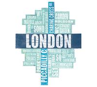 Barry Goodman London Type Canvas Print, Multi-Colour, 40 x 50 cm