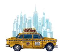Barry Goodman Taxi New York Canvas Print, Multi-Colour, 40 x 50 cm