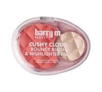 Barry M Cushy Cloud Cream Blush & Highlighter Duo, Coral Cushion, 3.7g | Cream to powder blush and highlighter duo, dewy finish, buildable coverage, blends easily, cushion compact, coral shade