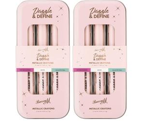 Barry M Dazzle & Define Metallic Crayons, Shade Metallic Brights | x3 Eyeshadow Pens in Orchid, Teal, White (Pack of 2)