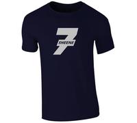 Barry Sheene 7 Silver Logo Design T-Shirt World Champion Motorbike Legend, 100% Cotton Crew Neck Classic Tee, Unisex Regular Fit- Navy (Size-L)