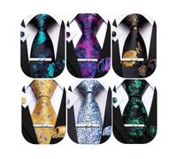 Barry.Wang 6 PCS Men Ties Set Silk Business Fashion Woven Necktie Handkerchief Cufflinks Paisley Stripe Wedding Party