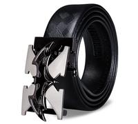 Barry.Wang Bat Belt for Boys Ratchet Leather Adjustable X Buckle Wedding Men Belt