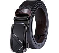 Barry.Wang Brown Belt Men Leather Ratchet Belts Slide 1 3/8" Adjustable Automatic Buckle Belts for Jeans Dress Formal Casual Trim to Fit
