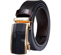 Barry.Wang Brown Belt Men Leather Ratchet Belts Slide 1 3/8" Adjustable Automatic Buckle Belts for Jeans Dress Formal Casual Trim to Fit
