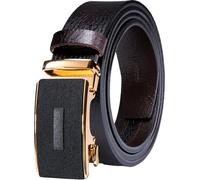Barry.Wang Brown Belt Men Leather Ratchet Belts Slide 1 3/8" Adjustable Automatic Buckle Belts for Jeans Dress Formal Casual Trim to Fit