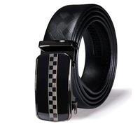 Barry.Wang Business Mens Belt Black Cuttable Ratchet Classic Cowhide Leather Stainless Steel Buck Automatic Nickel Free Dress Belt