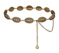 Barry.Wang Chain Belt for Women Western Concho Belt Cowgirl Boho Waist Chain Adjustable Vintage Belt Hollow Out Daisy Country Concert Outfit for Dress Jeans